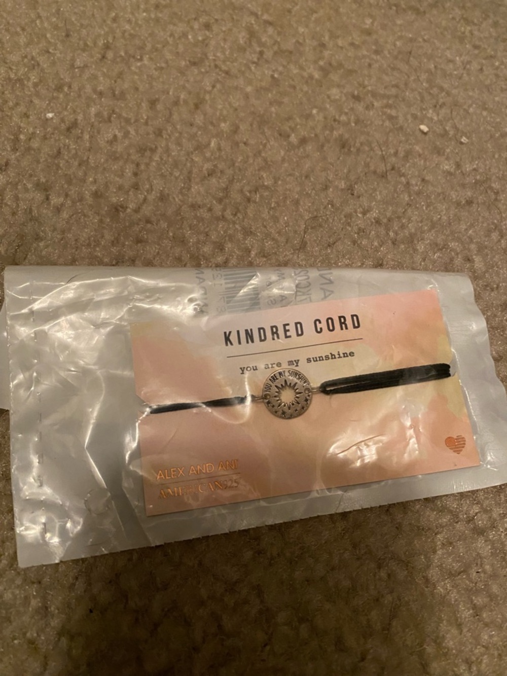 Alex and Ani Black Cord Sun Charm Bracelet